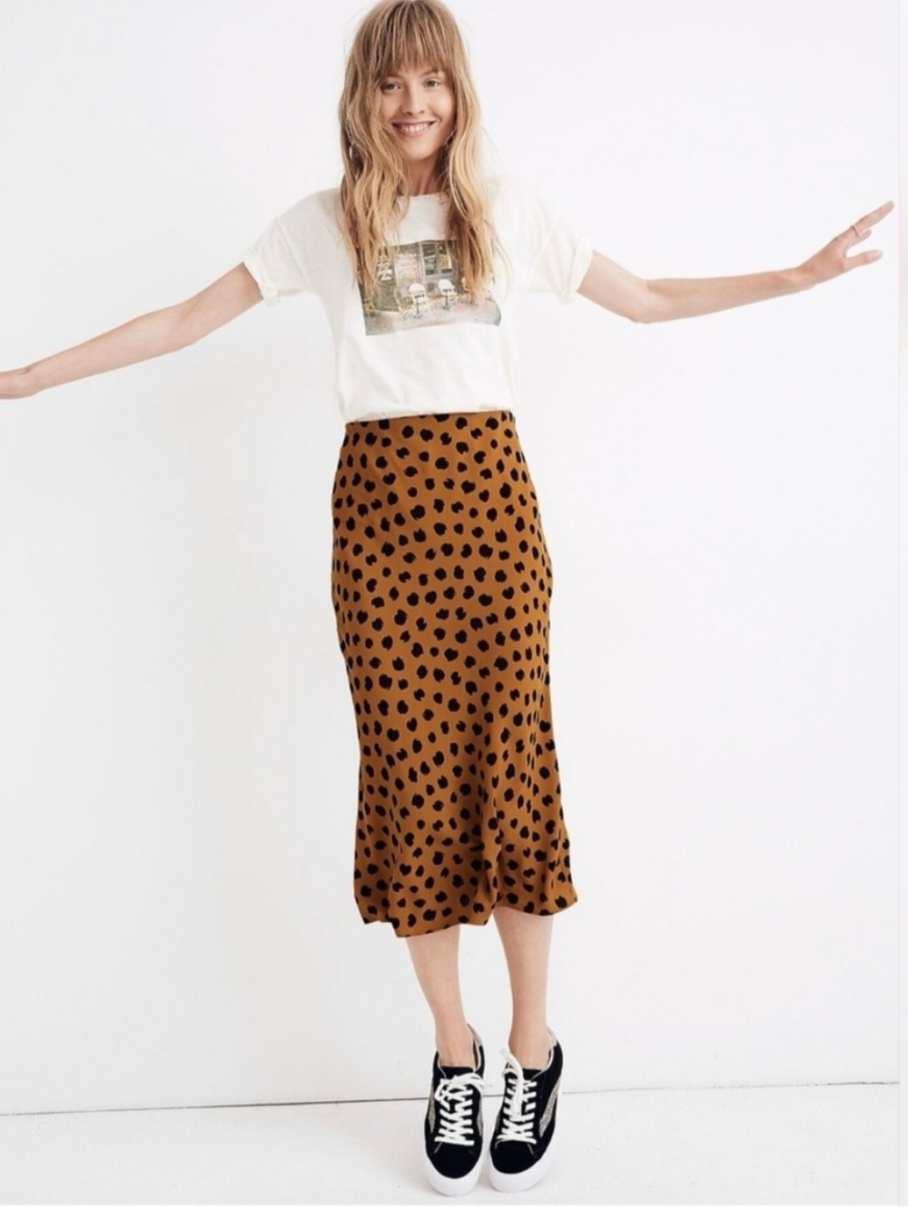 Madewell Brown and Black Leopard Midi Skirt